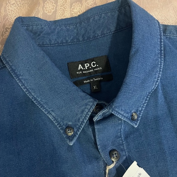 A.P.C Denim Blue Shirt Sz XL NWT - Picture 5 of 7